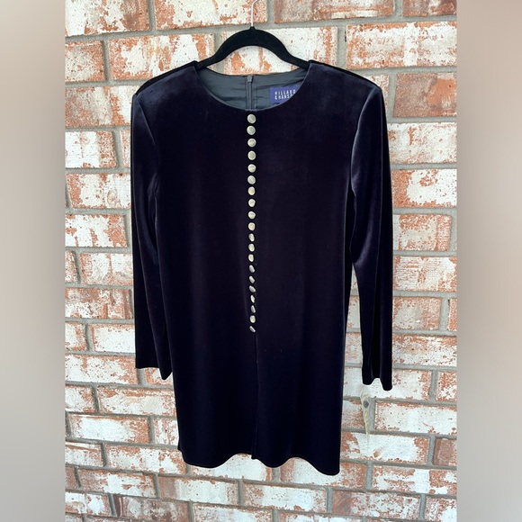 HILLARD & HANSON VINTAGE 1990’S BLACK VELVET TUNIC TOP WITH SILVER METAL CLASPS - Picture 6 of 14